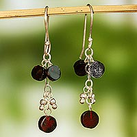 Amber dangle earrings, 'Round Ancient' - Circular Amber Dangle Earrings from Mexico