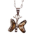 Amber pendant necklace, 'Ancient Butterfly' - Natural Amber Butterfly Pendant Necklace from Mexico (image 2c) thumbail