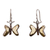 Amber dangle earrings, 'Ancient Butterfly' - Natural Amber Butterfly Dangle Earrings from Mexico thumbail