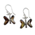 Amber dangle earrings, 'Ancient Butterfly' - Natural Amber Butterfly Dangle Earrings from Mexico (image 2d) thumbail