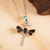 Amber pendant necklace, 'Age-Old Dragonflies' - Amber Dragonfly Pendant Necklace from Mexico (image 2) thumbail