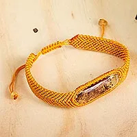 Amber wristband bracelet, 'Age-Old Elegance in Saffron'