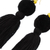 Amber dangle earrings, 'Ancient Pompoms in Jet' - Amber Dangle Earrings with Jet Black Cotton Pompoms (image 2c) thumbail