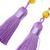Amber dangle earrings, 'Ancient Tassels in Lilac' - Amber Dangle Earrings with Purple Tassels from Mexico (image 2c) thumbail
