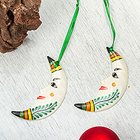 Ceramic ornaments, Innocent Moons (pair)