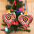 Ceramic ornaments, 'Majestic Heart' (pair) - Hand-Painted Heart-Shaped Ceramic Ornament Pair