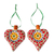 Ceramic ornaments, 'Vibrant Heart' (pair) - Artisan Crafted Heart-Shaped Ceramic Ornaments (Pair)