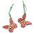 Ceramic ornaments, 'Holiday Butterfly' (pair) - Hand-Painted Ceramic Butterfly Ornaments from Mexico (Pair)