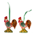 Ceramic ornaments, 'Holiday Roosters' (pair) - Maiolica Ceramic Rooster Ornament Pair from Mexico