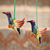 Ceramic ornaments, 'Elegant Hummingbirds' (pair) - Artisan Crafted Ceramic Hummingbird Ornaments (Pair) thumbail