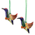 Ceramic ornaments, 'Elegant Hummingbirds' (pair) - Artisan Crafted Ceramic Hummingbird Ornaments (Pair) (image 2a) thumbail
