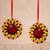 Ceramic ornaments, 'Holiday Sunflowers' (pair) - Artisan Crafted Ceramic Sunflower Ornaments (Pair)