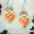 Ceramic ornaments, 'Sacred Hearts' (pair) - Hand-Painted Ceramic Sacred Heart Ornaments (Pair) thumbail