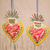 Ceramic ornaments, 'Sacred Hearts' (pair) - Hand-Painted Ceramic Sacred Heart Ornaments (Pair) (image 2b) thumbail