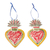 Ceramic ornaments, 'Sacred Hearts' (pair) - Hand-Painted Ceramic Sacred Heart Ornaments (Pair) (image 2c) thumbail