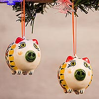 Ceramic ornaments, Jolly Pigs (pair)