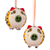 Ceramic ornaments, 'Jolly Pigs' (pair) - Orange and Green Ceramic Pig Ornaments from Mexico (Pair) (image 2a) thumbail