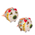 Ceramic ornaments, 'Jolly Pigs' (pair) - Orange and Green Ceramic Pig Ornaments from Mexico (Pair) (image 2b) thumbail