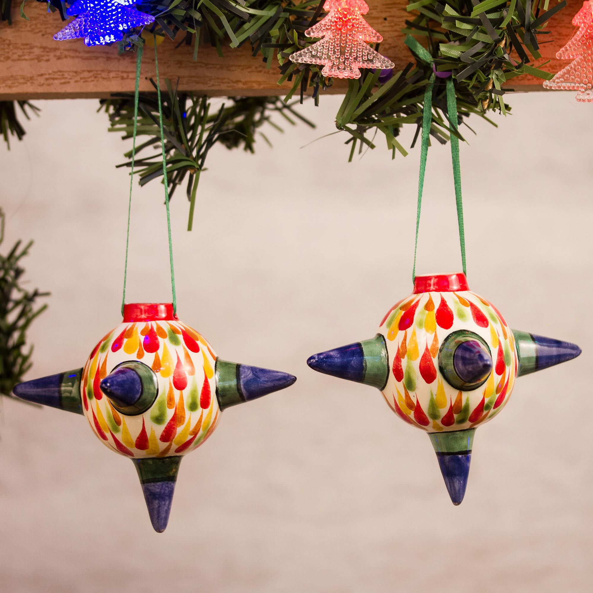 Ceramic Piñata Ornaments with Blue Points (Pair) - Colorful Piñatas ...