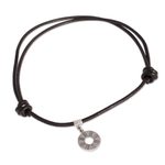 Silver pendant necklace, 'Tona, Aztec Sun' - Ringed Silver Pendant Necklace from Mexico