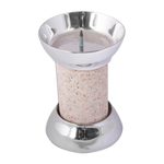 Pewter and reclaimed stone candle holder, 'Gleaming Brightness' - Pewter and Reclaimed Stone Candle Holder from Mexico