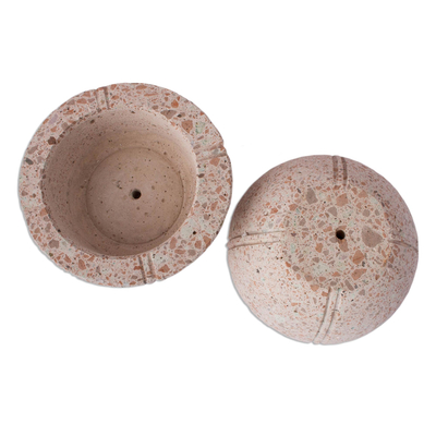 Reclaimed stone flower pots, 'Verdant Bowls' (pair) - Round Reclaimed Stone Flower Pots from Mexico (Pair)
