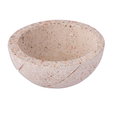 Reclaimed stone flower pot, 'Round Planter' - Round Reclaimed Stone Flower Pot from Mexico