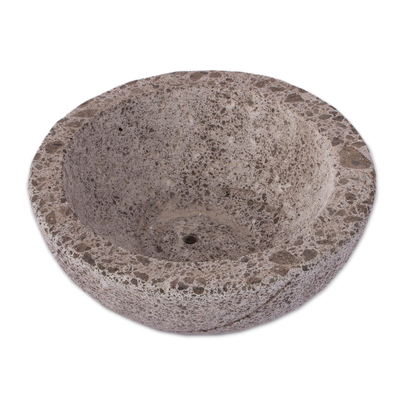 Macetero de piedra recuperada - Maceta de piedra recuperada con diseño de espiral redonda de México