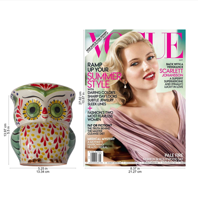 Ceramic flower pot, 'Owl Planter' - Colorful Ceramic Owl Flower Pot from Mexico