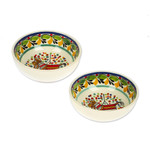 Ceramic bowls, 'Festive Piñata' (pair) - Piñata-Themed Ceramic Bowls from Mexico (Pair)