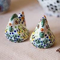 Ceramic salt and pepper shakers, 'Cute Hens' (pair) - Hand-Painted Ceramic Chicken Salt and Pepper Shakers (Pair)