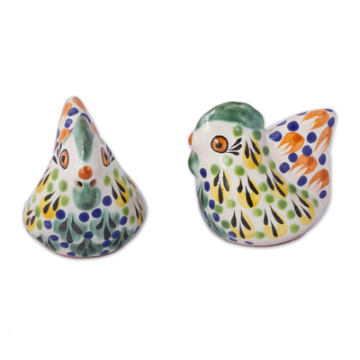 Ceramic salt and pepper shakers, 'Cute Hens' (pair) - Hand-Painted Ceramic Chicken Salt and Pepper Shakers (Pair)