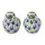 Ceramic salt and pepper shakers, 'Blue-Green Doves' (pair) - Green and Blue Ceramic Dove Salt and Pepper Shakers (Pair)