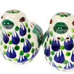 Ceramic salt and pepper shakers, 'Blue-Green Doves' (pair) - Green and Blue Ceramic Dove Salt and Pepper Shakers