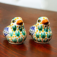 Ceramic salt and pepper shakers, 'Sweet Doves' (pair) - Majolica Ceramic Dove Salt and Pepper Shakers (Pair)