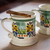 Ceramic mugs, 'Majolica Bouquet' (pair) - Floral Ceramic Mugs from Mexico (Pair)