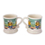 Keramikbecher, (Paar) - Florale Keramikbecher aus Mexiko (Paar)