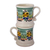 Ceramic mugs, 'Majolica Bouquet' (pair) - Floral Ceramic Mugs from Mexico (Pair)
