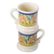 Ceramic mugs, 'Majolica Zigzag' (pair) - Zigzag Motif Pair of Majolica Ceramic Mugs from Mexico