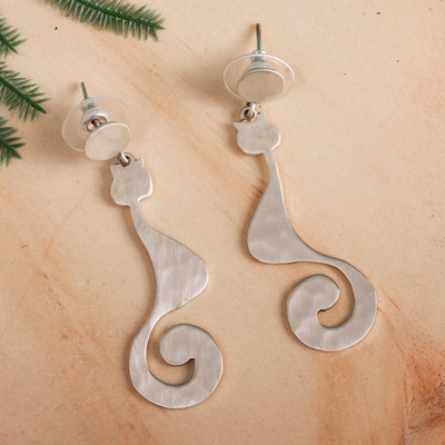 Sterling silver dangle earrings, Stylish Cats
