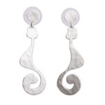 Sterling silver dangle earrings, 'Stylish Cats' - Cat-Themed Sterling Silver Dangle Earrings from Mexico