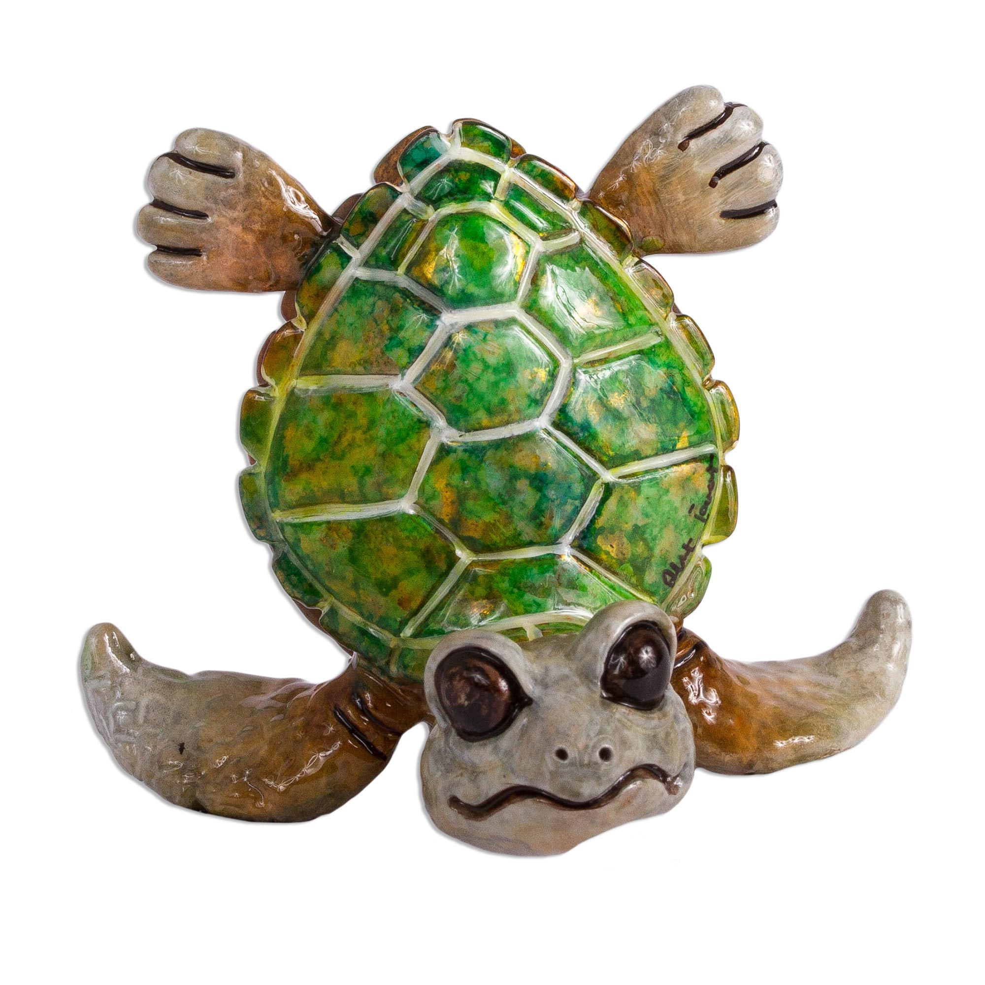 Hand-Painted Bronze Sea Turtle Figurine from Mexico - Little Sea Turtle ...