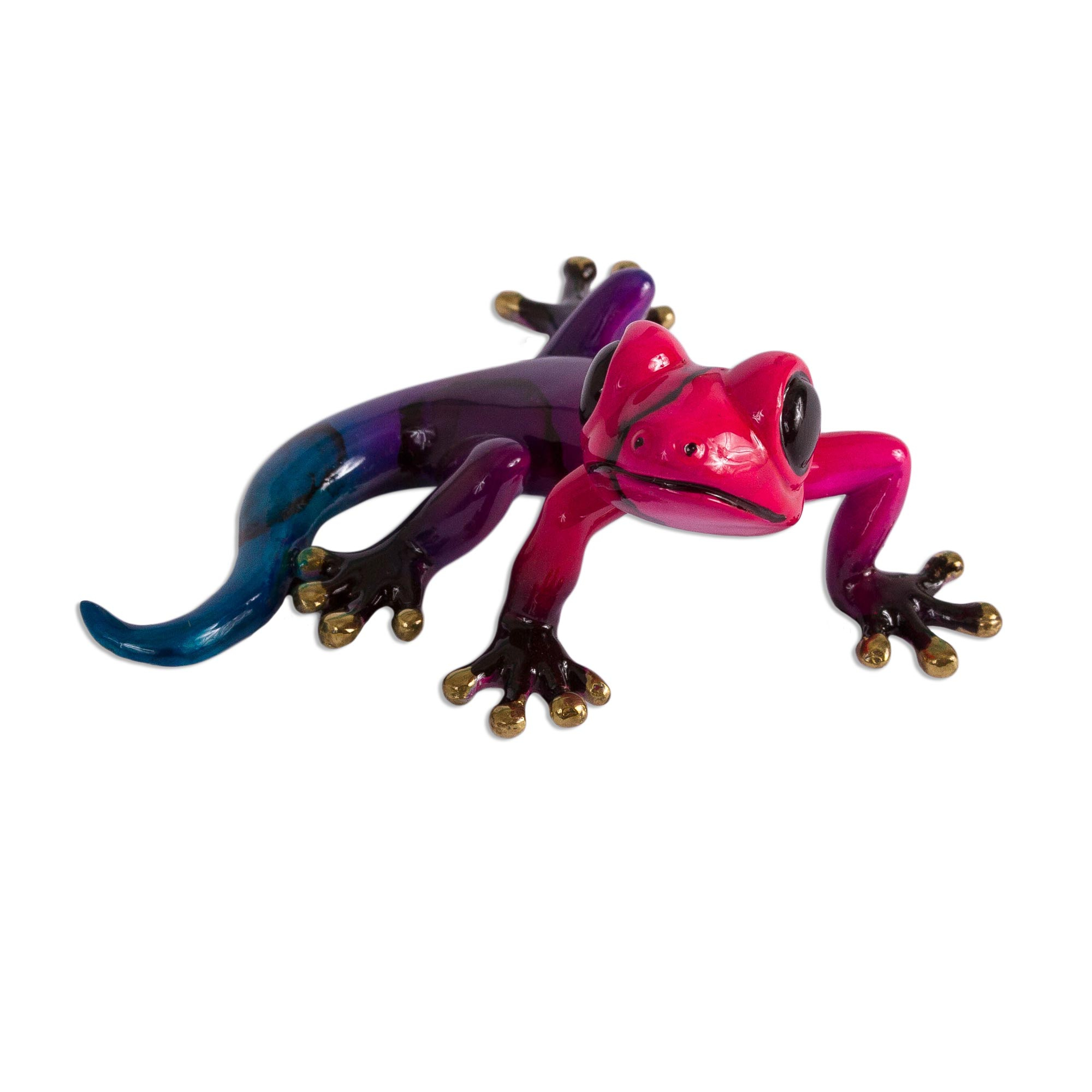 Hand-Painted Bronze Salamander Figurine from Mexico - Lithe Salamander ...