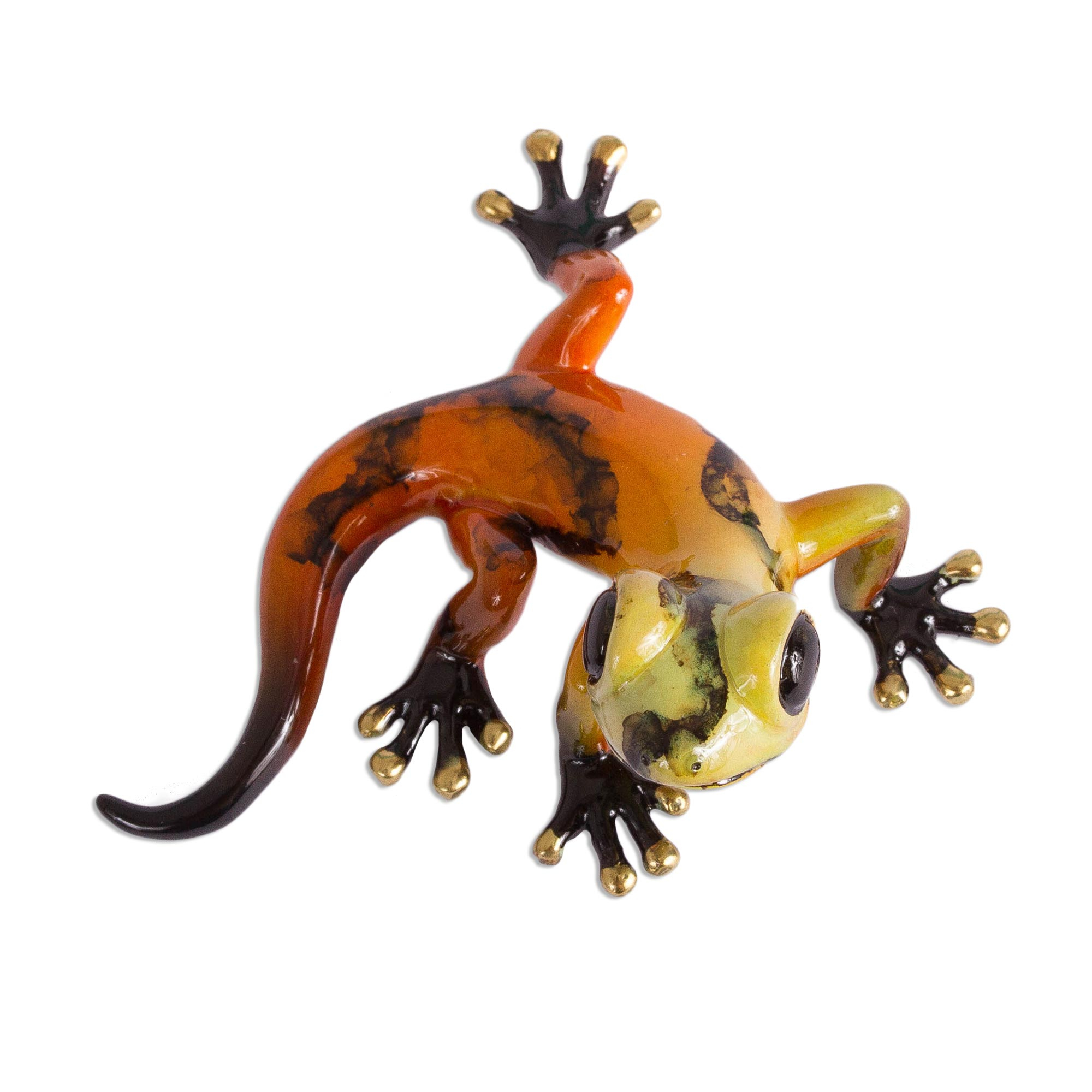 Orange and Yellow Bronze Salamander Figurine from Mexico - Sunny ...