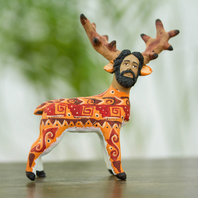 Ceramic sculpture, 'Nahual Deer' - Ceramic Deer Nahual Sculpture from Mexico