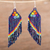 Glass beaded waterfall earrings, 'Shimmering Blue Rainbow' - Floral Glass Beaded Waterfall Earrings in Shiny Blue (image 2) thumbail