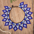 Glass beaded necklace, 'Cool Diamonds' - Diamond Pattern Glass Beaded Necklace in Blue from Mexico thumbail