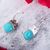 Turquoise dangle earrings, 'Watery Gleam' - Square Natural Turquoise Dangle Earrings from Mexico thumbail