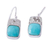 Turquoise dangle earrings, 'Watery Gleam' - Square Natural Turquoise Dangle Earrings from Mexico (image 2b) thumbail