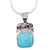 Turquoise pendant necklace, 'Watery Gleam' - Square Natural Turquoise Pendant Necklace from Mexico (image 2c) thumbail